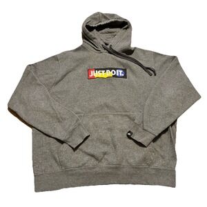 Nike Just Do It Gray Pullover Drawstring Hoodie Size Large Kangaroo Pocket 2011